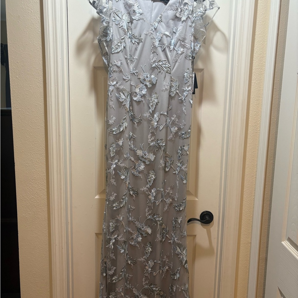 Elegant Gray Floral Dress